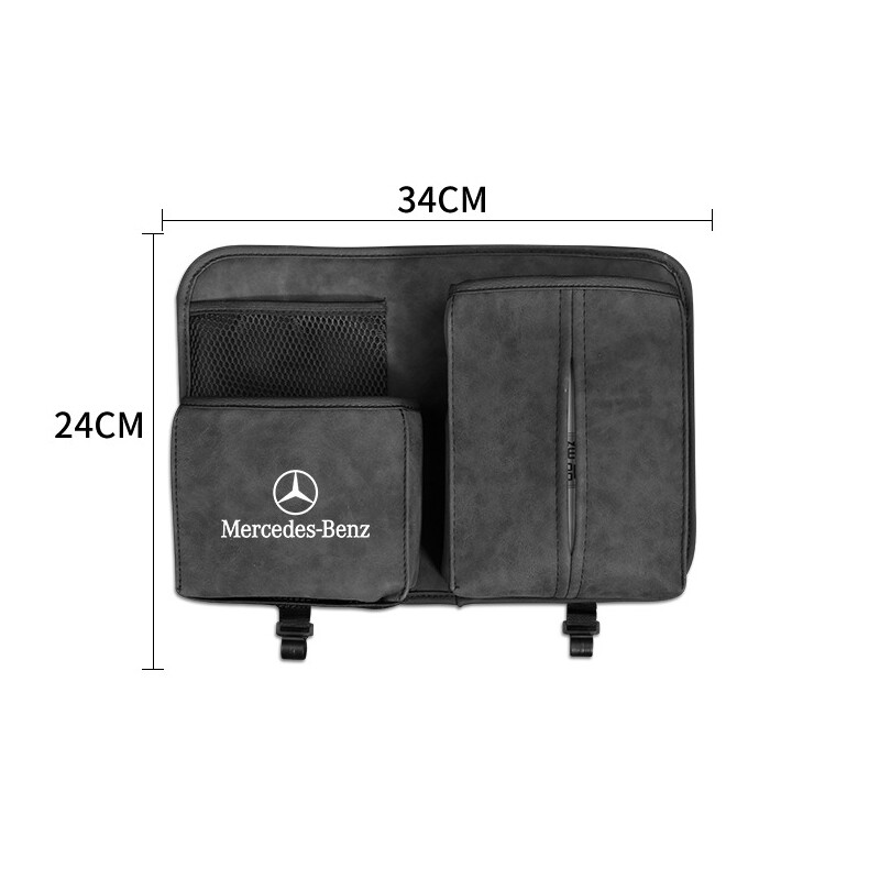 Luxury Alcantara Car Seat Back Organizer Storage Bag Tissue Box For Benz C-class E-class A-class GLA GLB GLC GLE