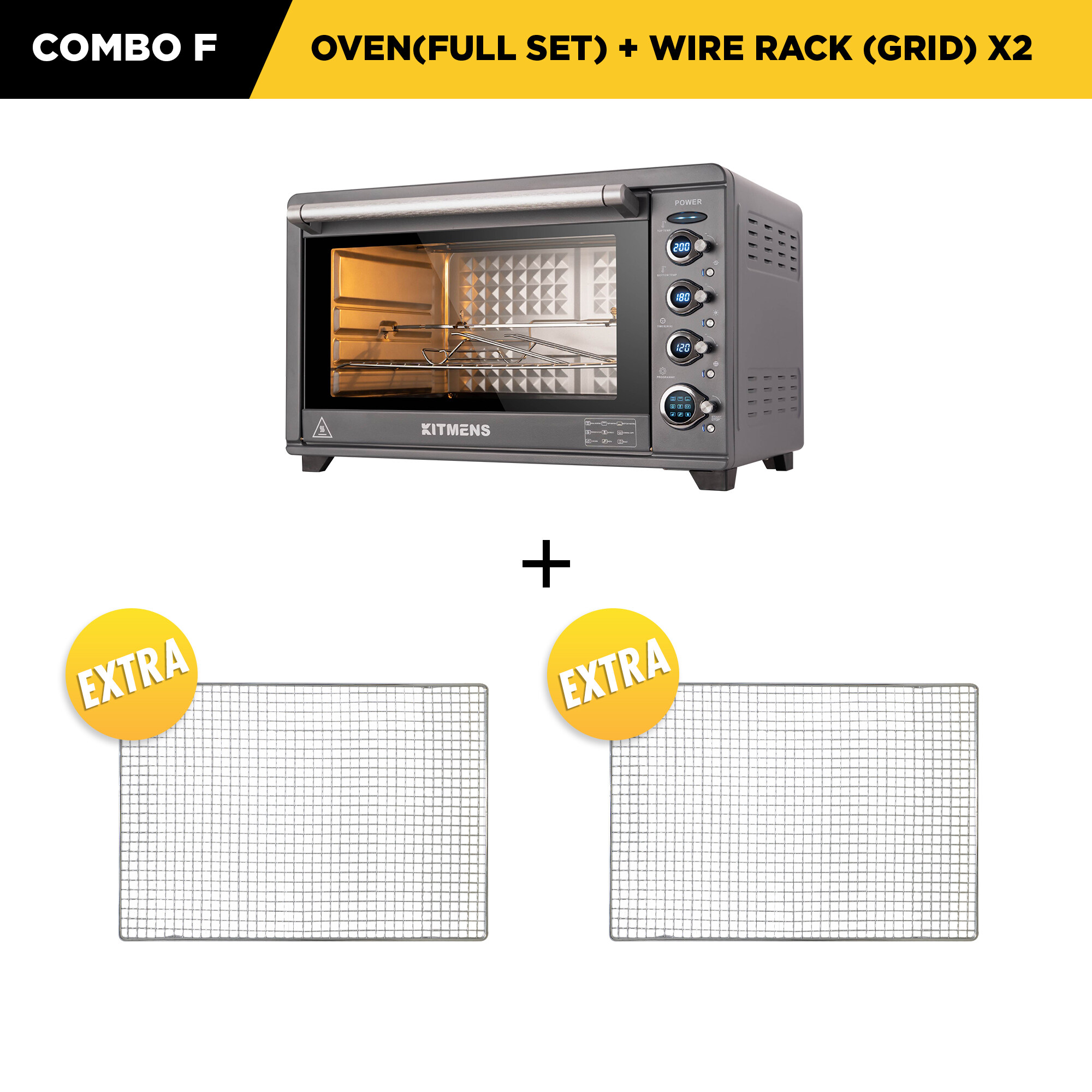 Kitmens KMKO65 Digital Electric Smart Royal Grey 65L Oven Kitchen