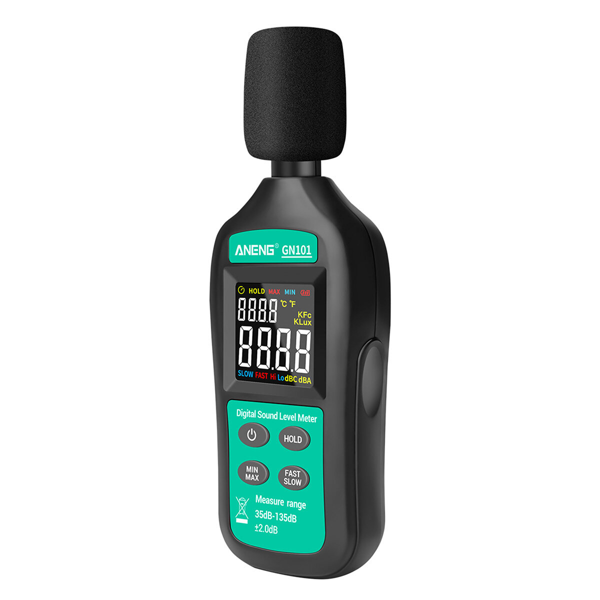 Smart Sensor Digital Noise Meter 35db-135db Decibel Meter LCD Display Sound Level Meter High-precision Sound Decibel Monitor Professional Noise Tester Household Noise Measuring Instrument with Condenser Microphone
