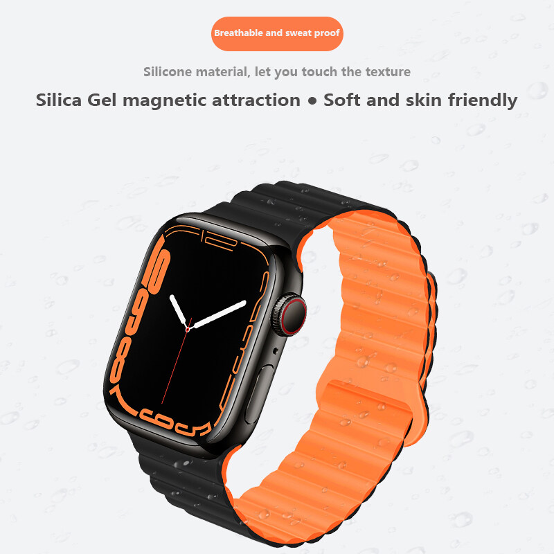 Dây Đeo Từ Tính Cho Apple Watch Ultra 49Mm Cho Apple Watch 8 7 41Mm 45Mm 44Mm 42Mm 40Mm 38Mm Dây Đeo Đồng Hồ Nam Châm Silicon Chặn Màu Cho I Watch 8/7/6/SE/5/3/2/1