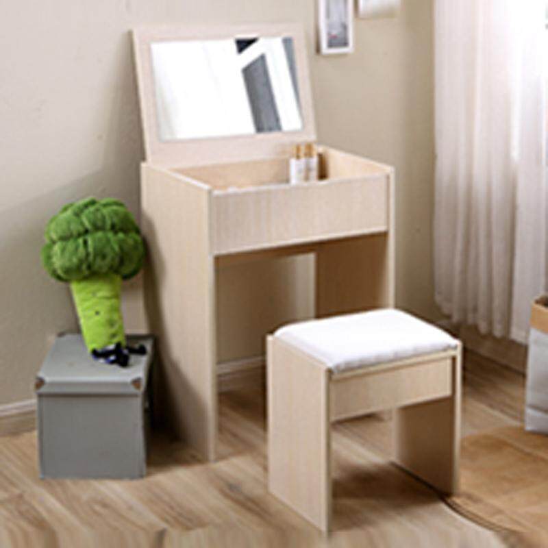 Norbic Dressing Table, Solid Wood European Bedroom Dressing Table with Stool, Princess Makeup Cabinet Luxury flip Small Dressing Table