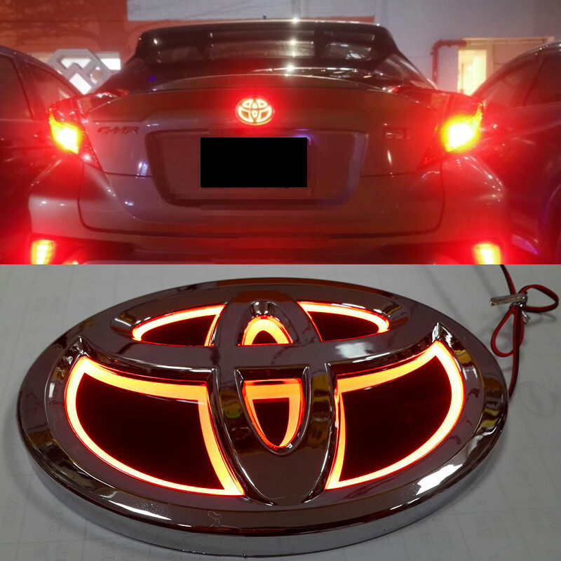 Car Front or Rear Logo 5D LED Light Emblem Auto Badge Cover Lamp Sticker Accessories for TOYOTA RAV4 Corolla Crown Camry Yaris Alrhard Prado Vios Highlander Reiz LAND CRUISER