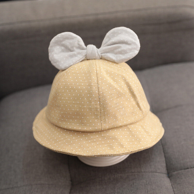 Summer Autumn Baby Hat Cute Dot Bows Children Bucket Hat Cotton Sun Caps For Baby Girl Fisherman Hats