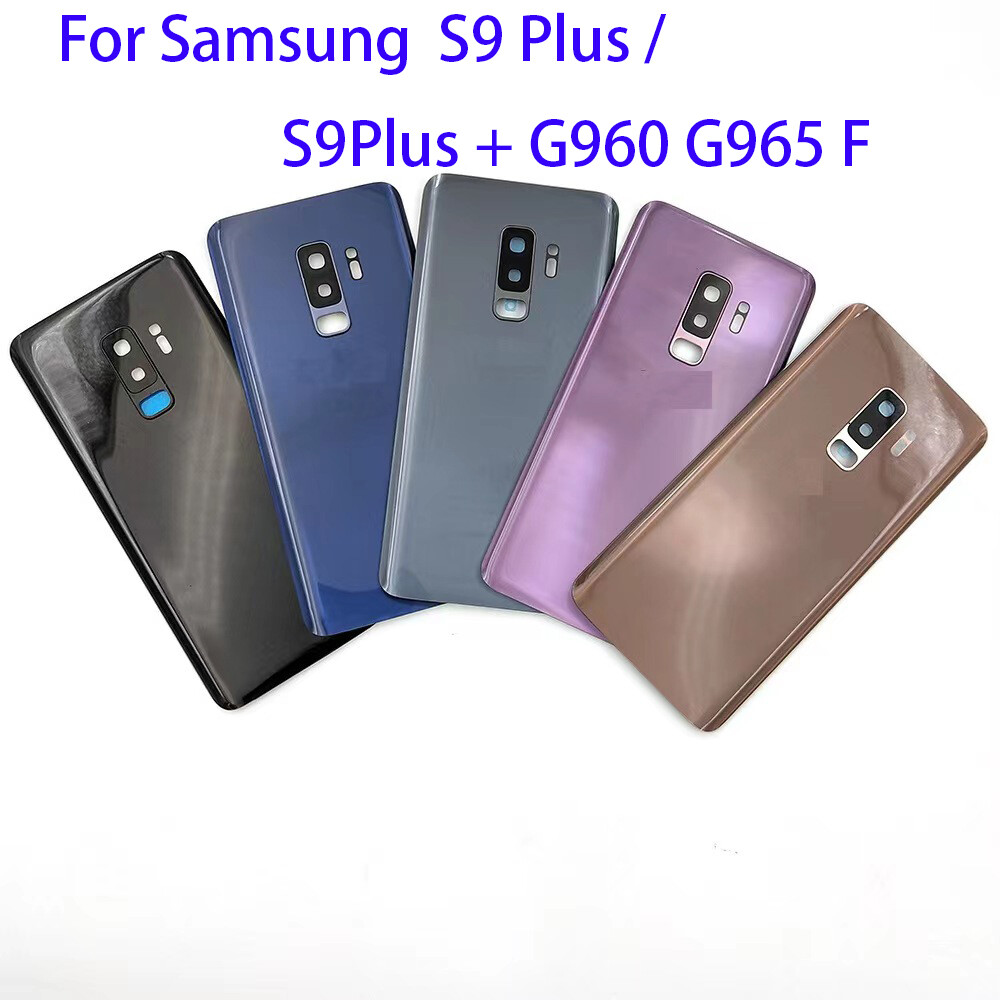 For Samsung Galaxy S9 Plus / S9Plus + G960 G965F Glass back cover With LOGO and adhesive backing Frame lens Battery Housing Case Rear Middle Frame