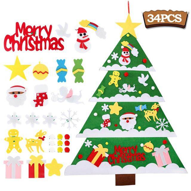 Felt Christmas Tree Santa Claus Merry Christmas Decor For Home 2021 Navidad Natal Kesrt Tree Cristmas Happy New Year 2022