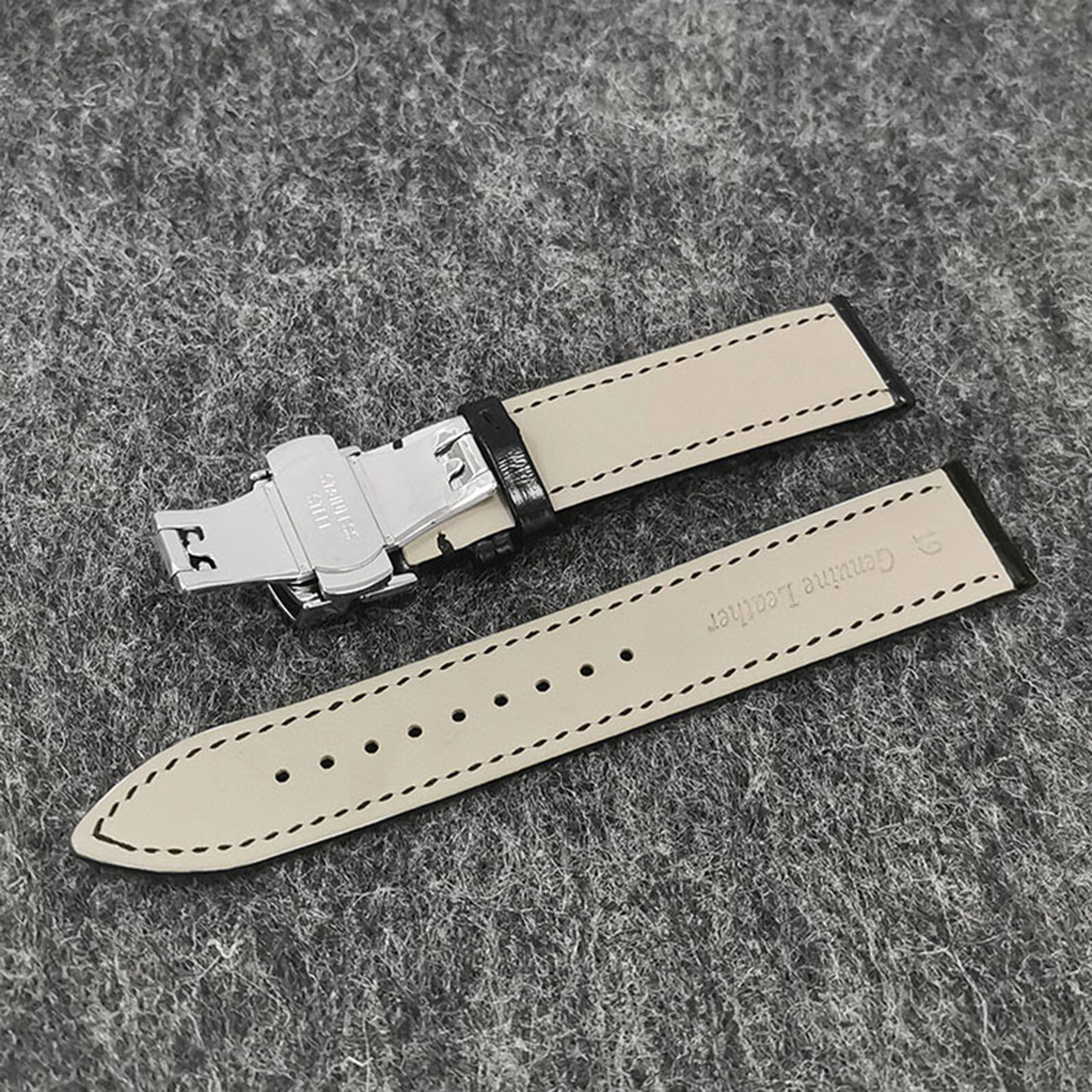 Vỏ Đồng Hồ Đáy Trong Suốt 39MM + Dây Đeo Bằng Da Khóa Đôi Hình Bướm Phụ Kiện Thay Thế Đồng Hồ