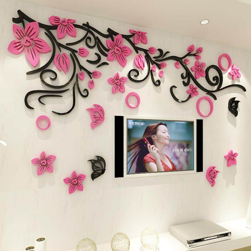 3D Hoa Arcylic Decal Dán Tường TRUYỀN HÌNH Nền Trang Trí Tường TỰ LÀM Nghệ Thuật Trang Trí Nhà Nhà Thời Trang Trang Trí Dán