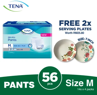 TENA PROskin Pants Plus M 14sx4 Free 2x Serving Plates