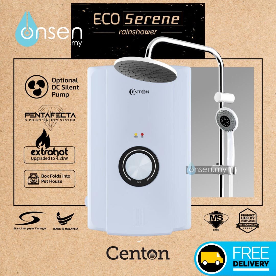 CENTON Instant Shower Water Heater - EcoSerene RainShower Series (optional  DC Silent Pump) | Lazada