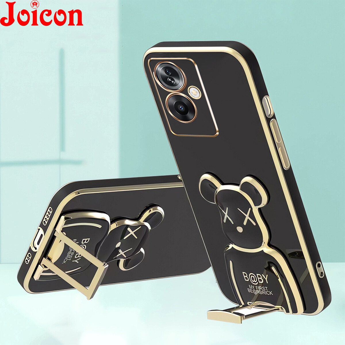 New Phone Case for OPPO A79 A78 A98 5G A96 A76 A38 A18 Plating Case Cover Creative Foldable Cool Violent Bear Bracket Casing Invisible Multi-functionAnti-fall Stand Case