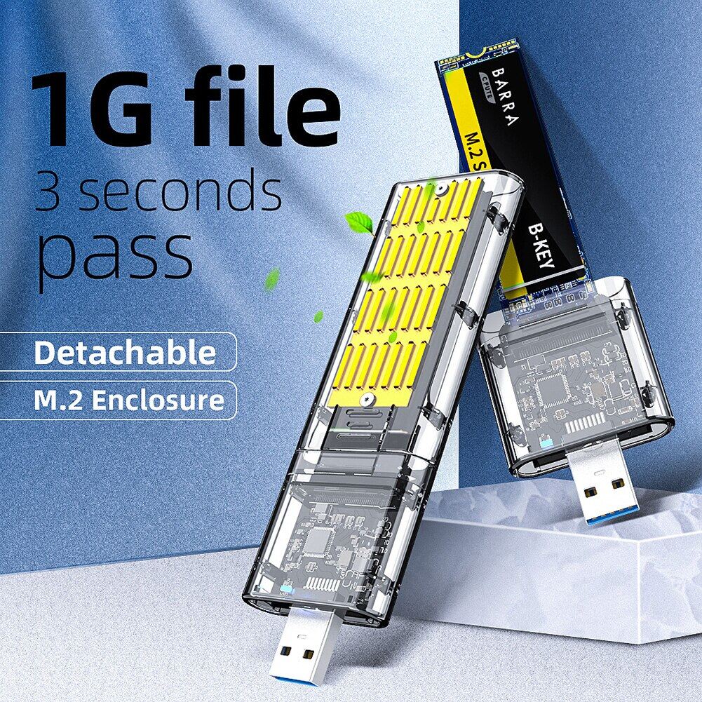 M.2 Hard Drive Enclosure High Speed USB3.0 Gen1 5Gbps Mobile Hard Disk Case For B Key M.2 SSD Enclosure
