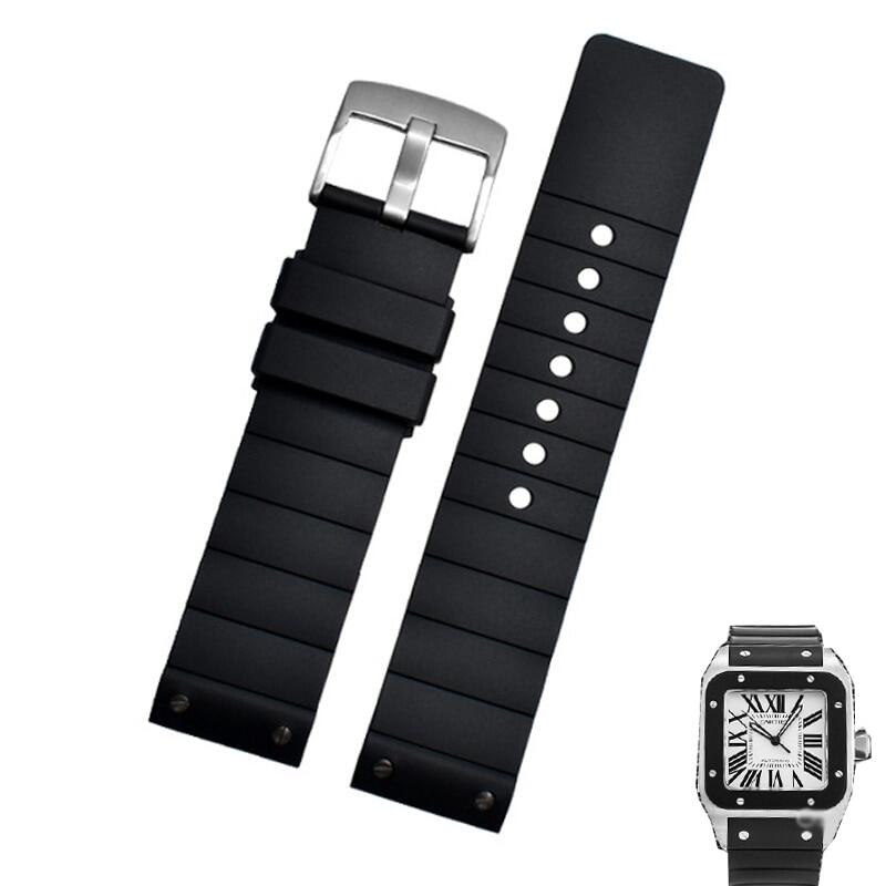 Watch Strap for Cartier Santos Sandoz Santos 100 Silicone Watch Strap ...