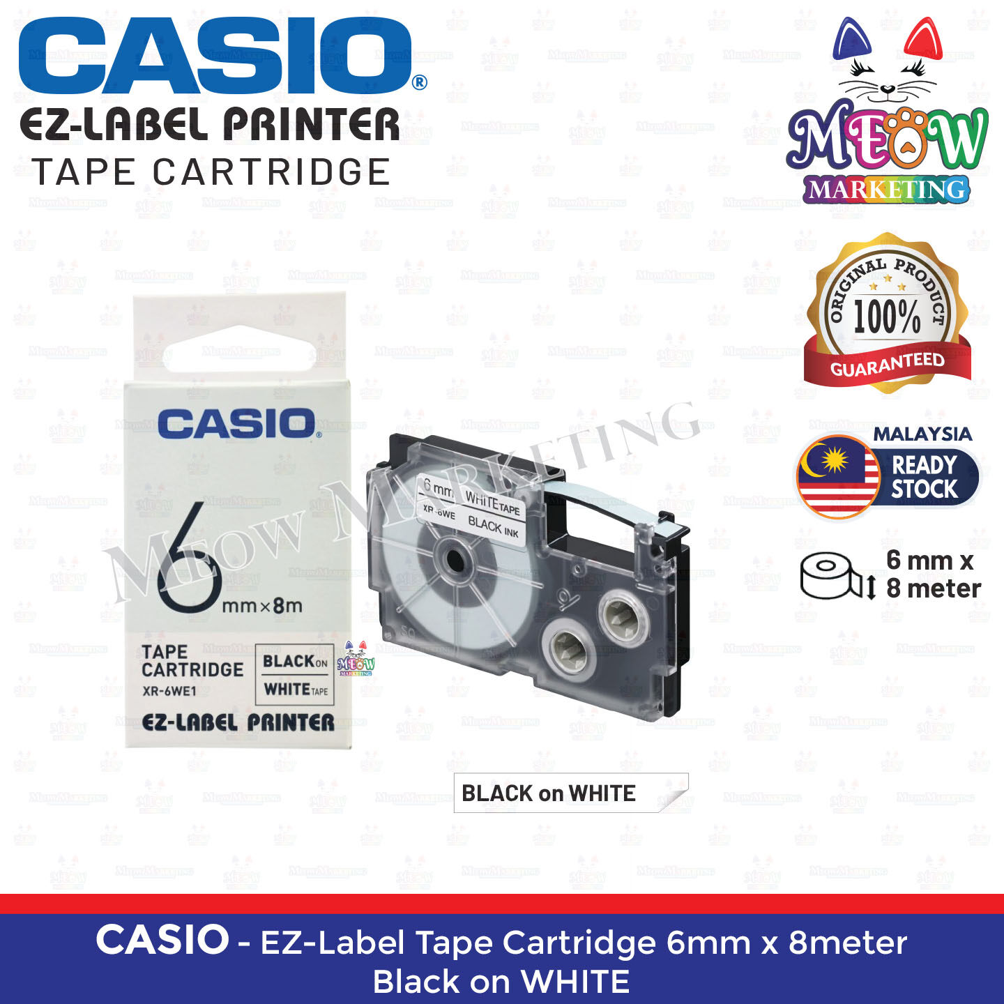 Casio EZ Label Printer Tape Cartridge (ORIGINAL) for Casio Label