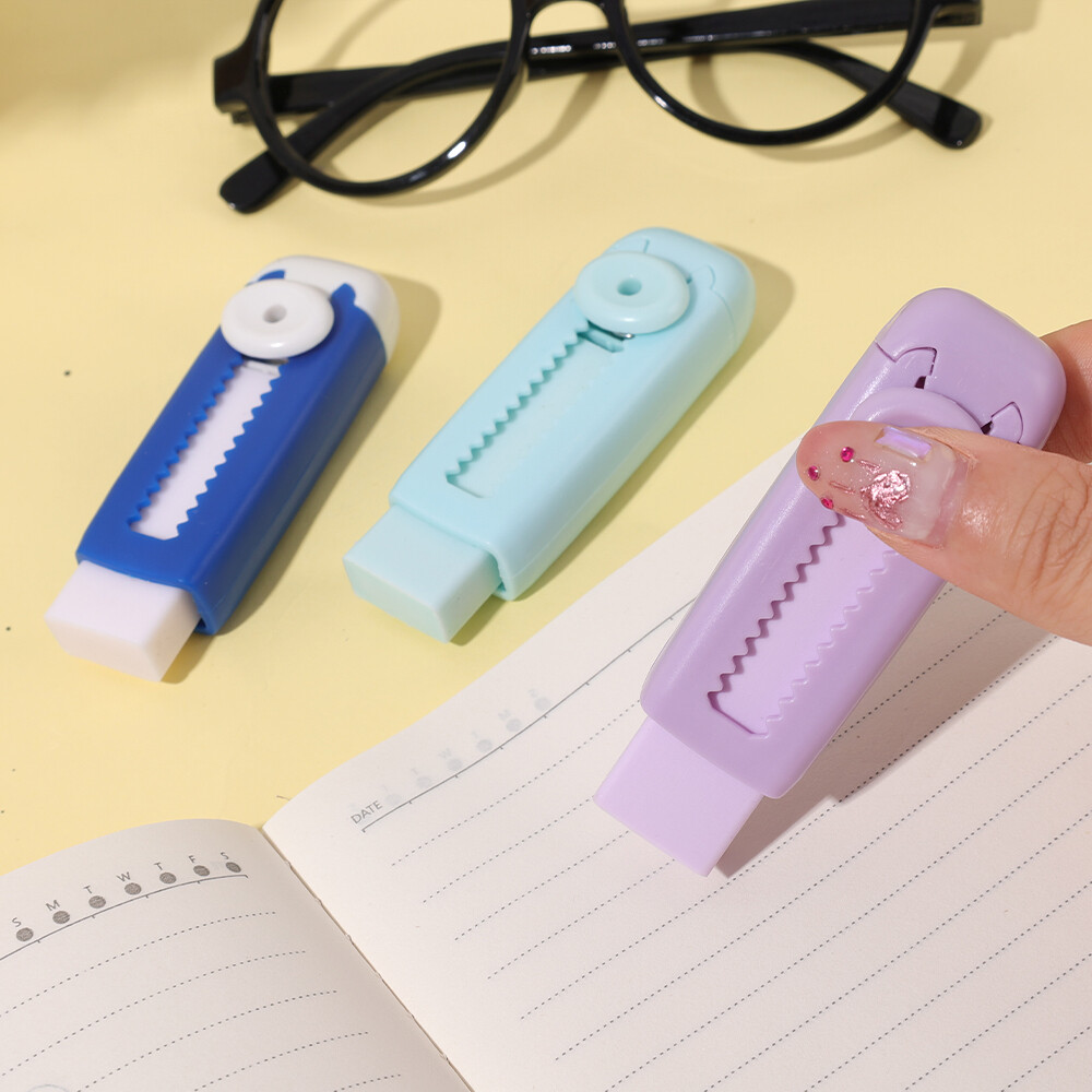Pencil Eraser Useful Labor-saving Push Pull Rubber Creative Wiping Stationery for Kids Students Drawing Writing School Supplies