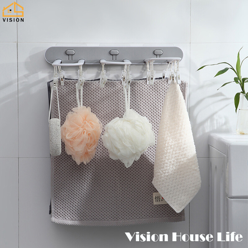 Vision Giá Phơi Gắn Tường Giá Treo Đồ Lót Gấp Gọn Loại Ép Gia Dụng Giá Để Đồ Không Cần Đục Lỗ Nhiều Kẹp Giá Phơi Đồ Phòng Tắm Ban Công Gấp Gọn Treo Tường