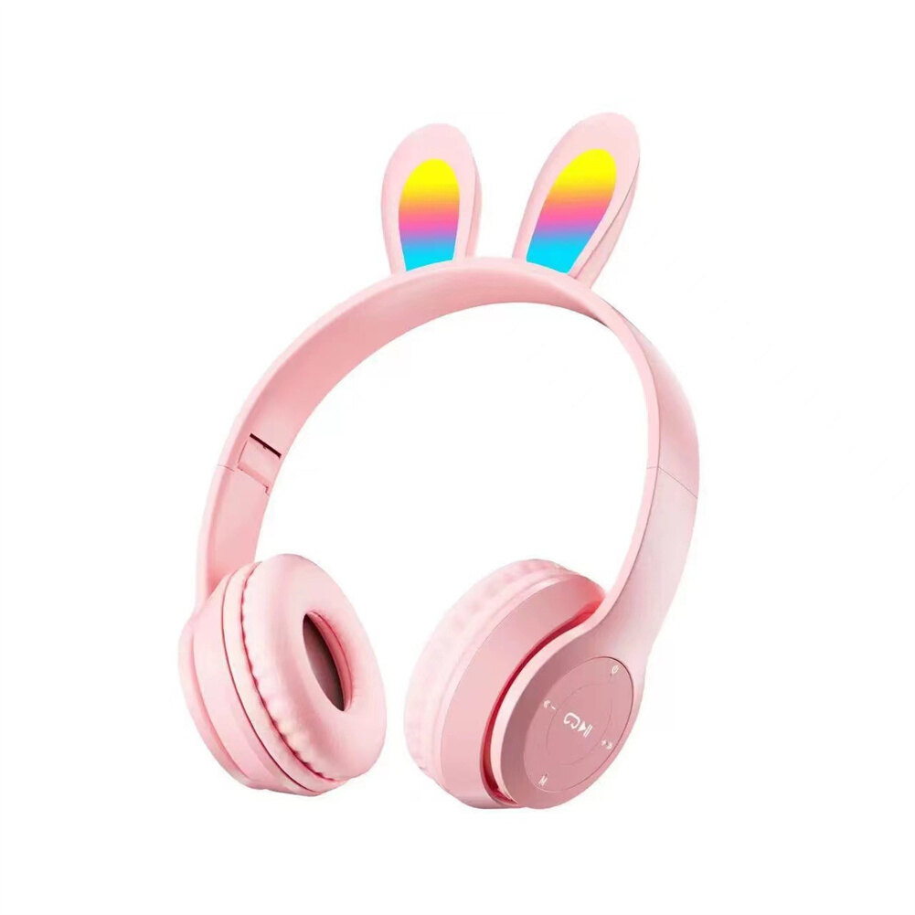 VSVGFD Tai Nghe Mèo Thỏ P47R Tai Nghe Bluetooth Không Dây Tai Nghe Tai Mèo Thỏ Tai Nghe Kucing Tai Nghe Dễ Thương Có Đèn Led