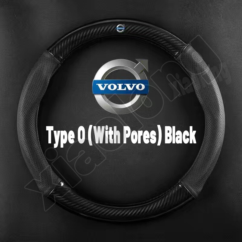 High Quality Car carbon fiber leather steering wheel cover suitable for 38CM non-slip breathable wear-resistant steering wheel cover car steering wheel protective cover For Volvo 850 C30 S60 S80 XC90 XC60 240 S70 S90 V40 V70 260