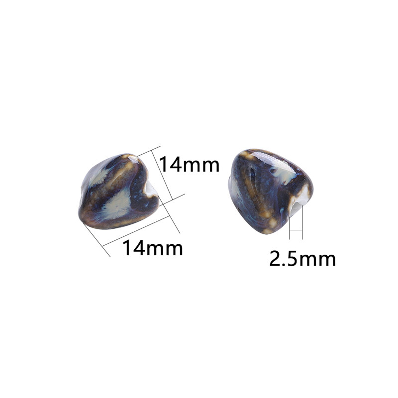 5pcs/Bag 14mm High Quality Unique Delicate Handmade Chinese Ceramic Porcelain Triangle Geometry Shape Beads Charm for Earring Necklace Bracelet DIY Jewerlry Craft Making Accessories