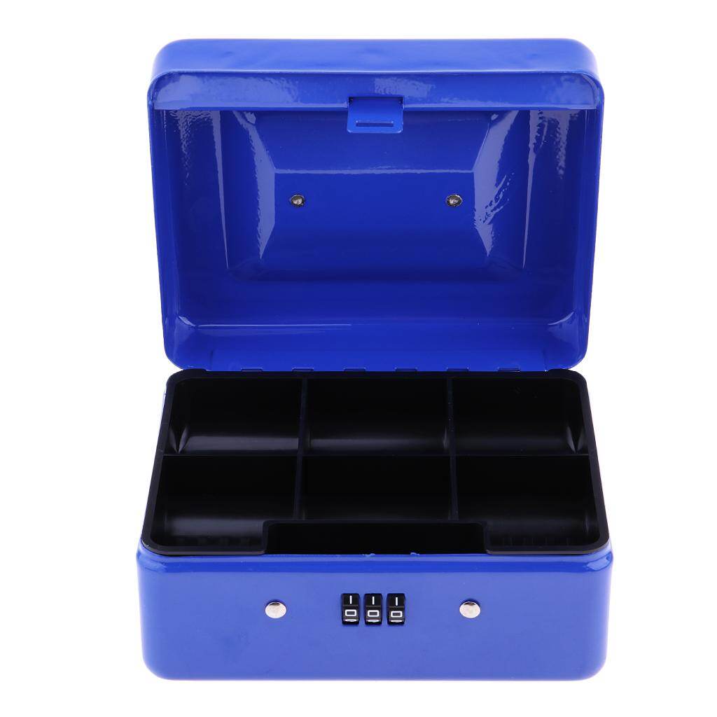 milageto Metal Storage Cash Box Password Lock, with Remove Money Coin Tray, Privacy Personal Receipts Checks Jewelry Cases