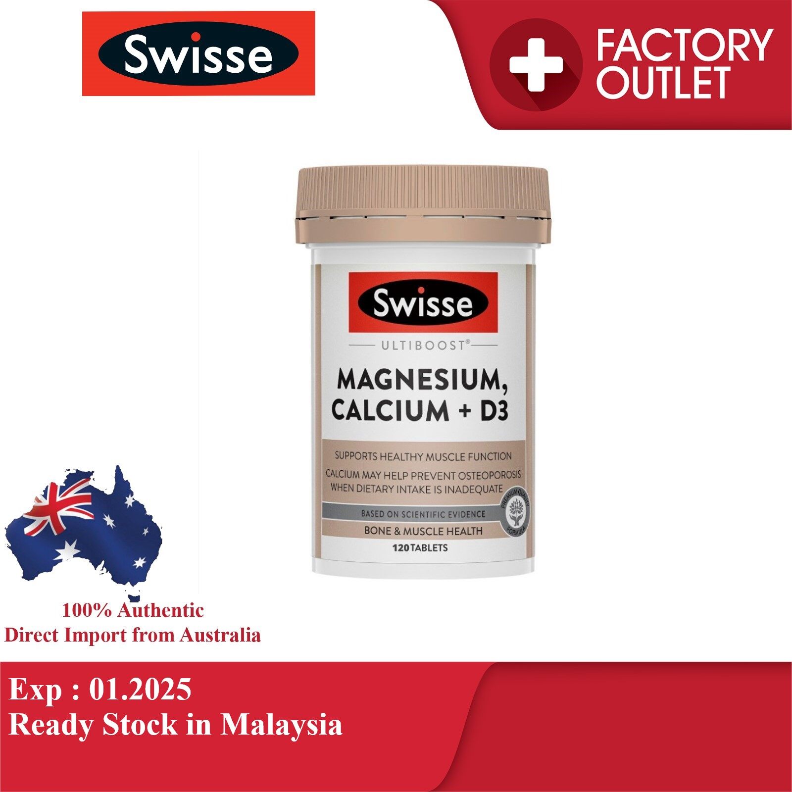 Swisse Ultiboost Magnesium Calcium + Vitamin D 120 Tablets Lazada