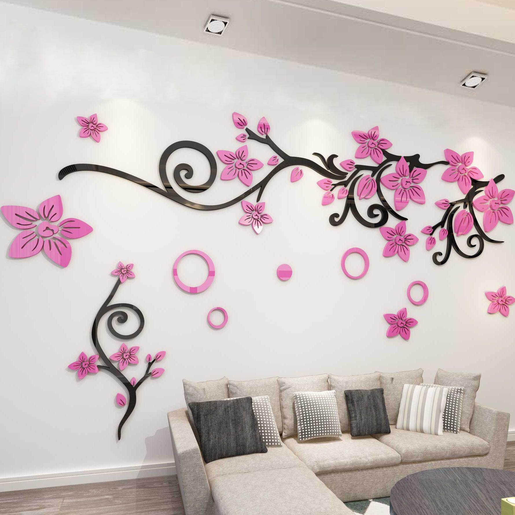 3D Hoa Arcylic Decal Dán Tường TRUYỀN HÌNH Nền Trang Trí Tường TỰ LÀM Nghệ Thuật Trang Trí Nhà Nhà Thời Trang Trang Trí Dán