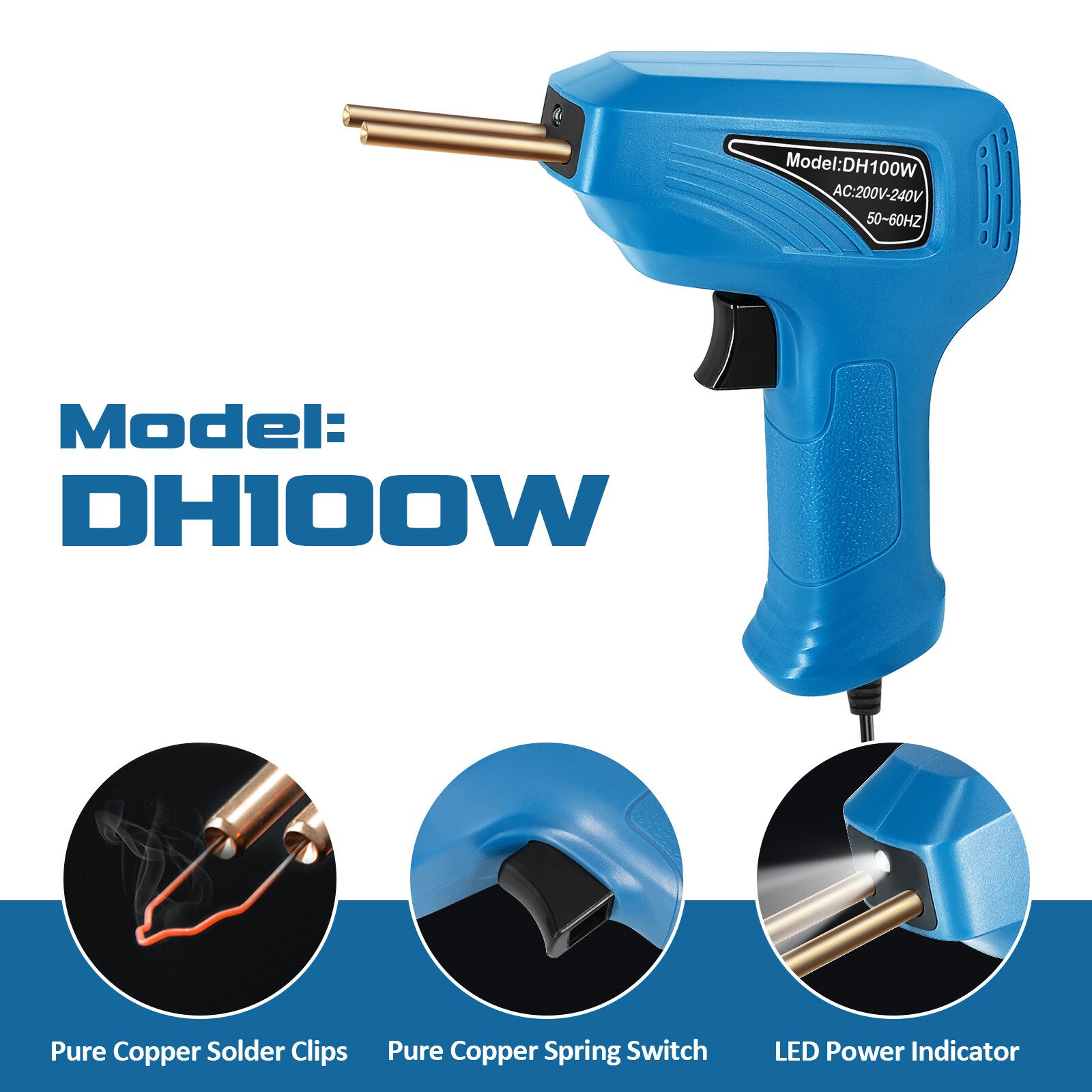 Portable Handheld Plastics Welding Machine Panel Crack Repairs Kit Thermal Cutting Hot Stapler Plastics Repairing Tool Set with LED Light