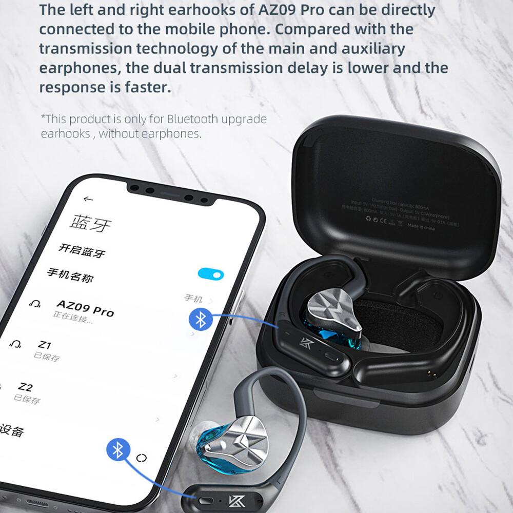 KZ AZ09 Pro TWS Bluetooth 5.2 Móc Tai Nghe Nâng Cấp Mô-đun Bluetooth Thay Thế Tai Nghe Không Dây Không Mất Dữ Liệu APT-X HD Kết Nối Với Hộp Sạc Cáp Tai Nghe Bluetooth Cho KZ ZSN AS16 EDX ZEX ZS10 PRO DQ6S EDA EDS PR1 CCA tai Nghe CA4 TRN MT1