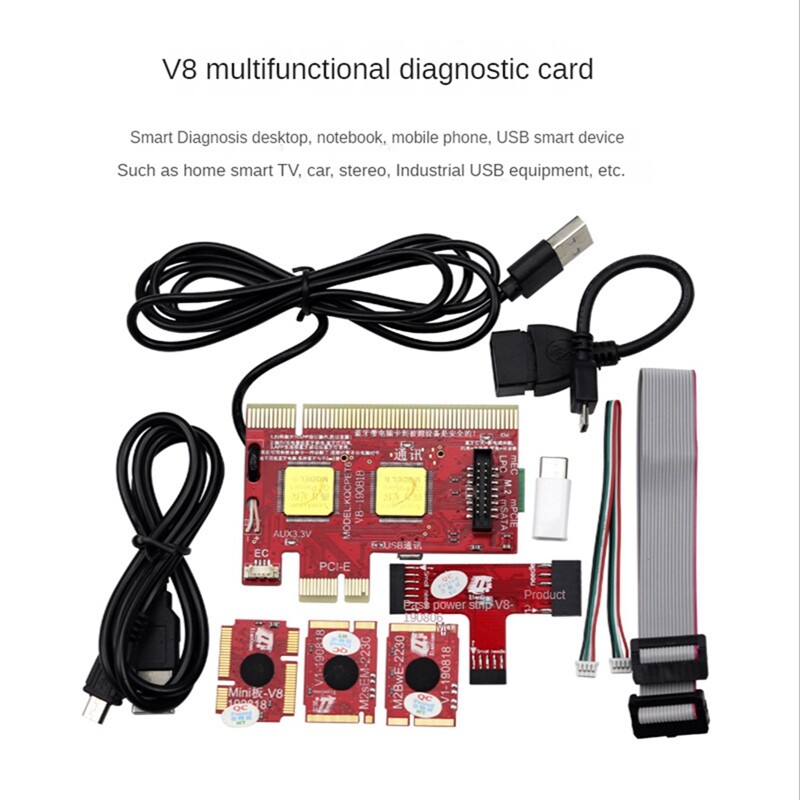 V8 Multifunction Laptop and Desktop PC Card Universal Post Diagnostic Test Card Debug Multifunction Test Card Support PCI,PCI-E,LPC,Mini,MSATA