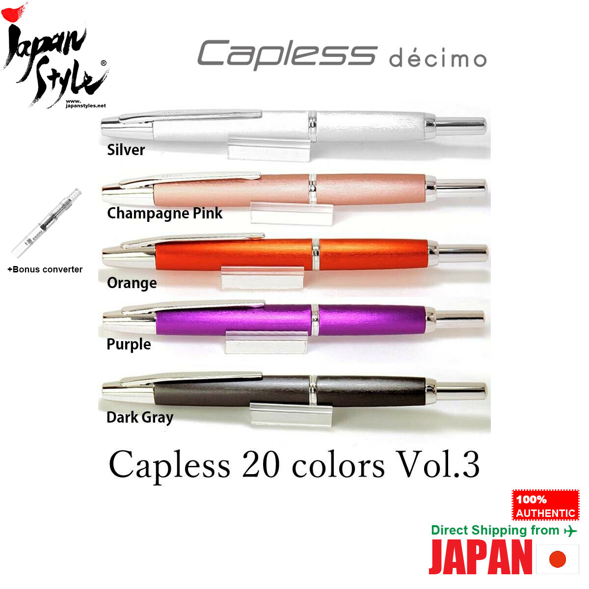 Pilot Capless Vanishing Point Decimo 20 Purple Fountain Pen | PILOT CAPLESS decimo 20colors Purple FP | 万年筆 | Pwfjkc