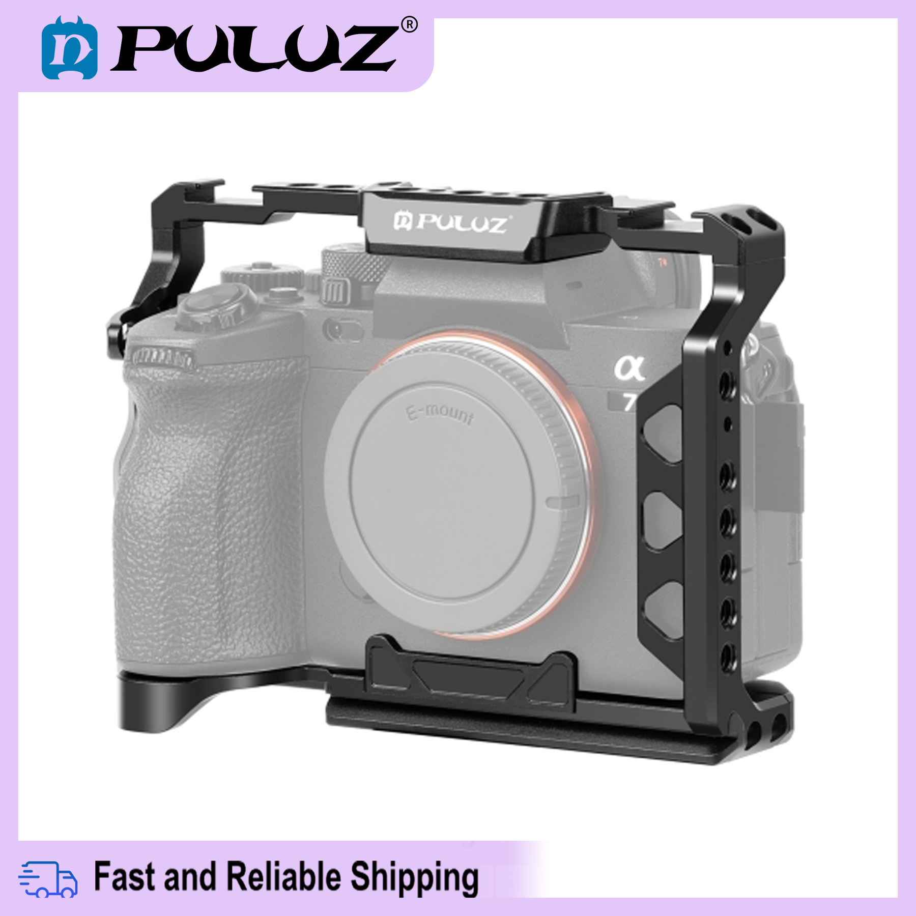 Puluz metal camera cage stabilizer rig for sony a7 iv / ilce-7m4 / a7m4 / a7m3 / a7r3 / a7r iii