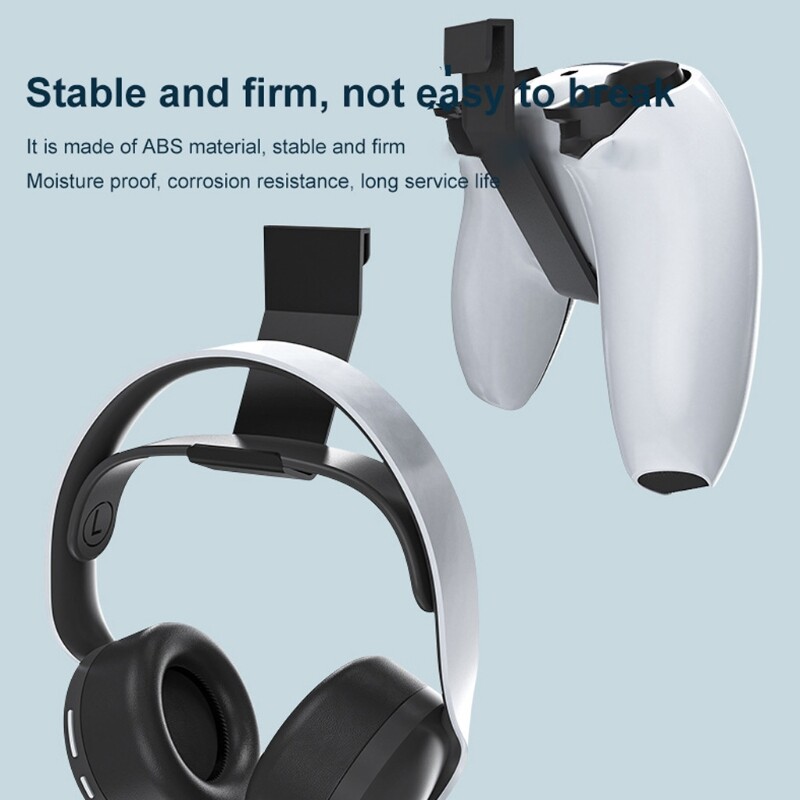 [2 Pack] Controller & Headphone Hanger Hook with Console Mount Clip Gamepad Holder for Universal PS5 Gaming Console