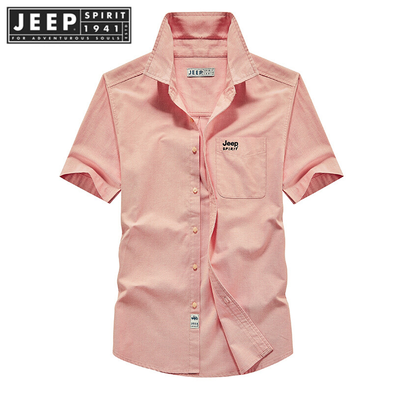 JEEP SPIRIT 1941 ESTD Short sleeved shirt Men's casual trend Versatile plaid shirt Men's summer middle-aged and young men's loose fitting shirt