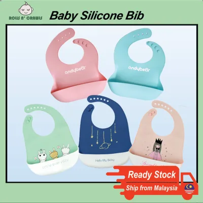 Baby Silicone Bibs Adjustable Waterproof Soft Food Grade Silicone Feeding Baby Bib Washable Foldable Silicone Bib