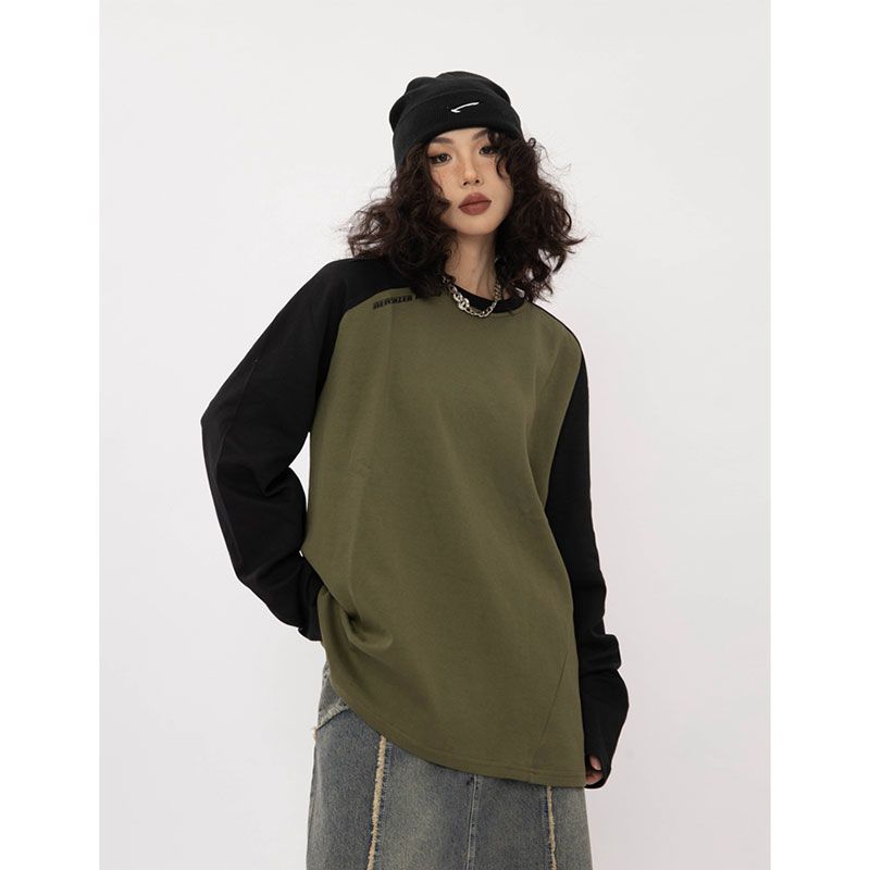 SUPEEON丨 Stylish sweatshirt Alphabet sweatshirt Japanese numerals New sweatshirt Trendy tops Literary Versatile tops for couples