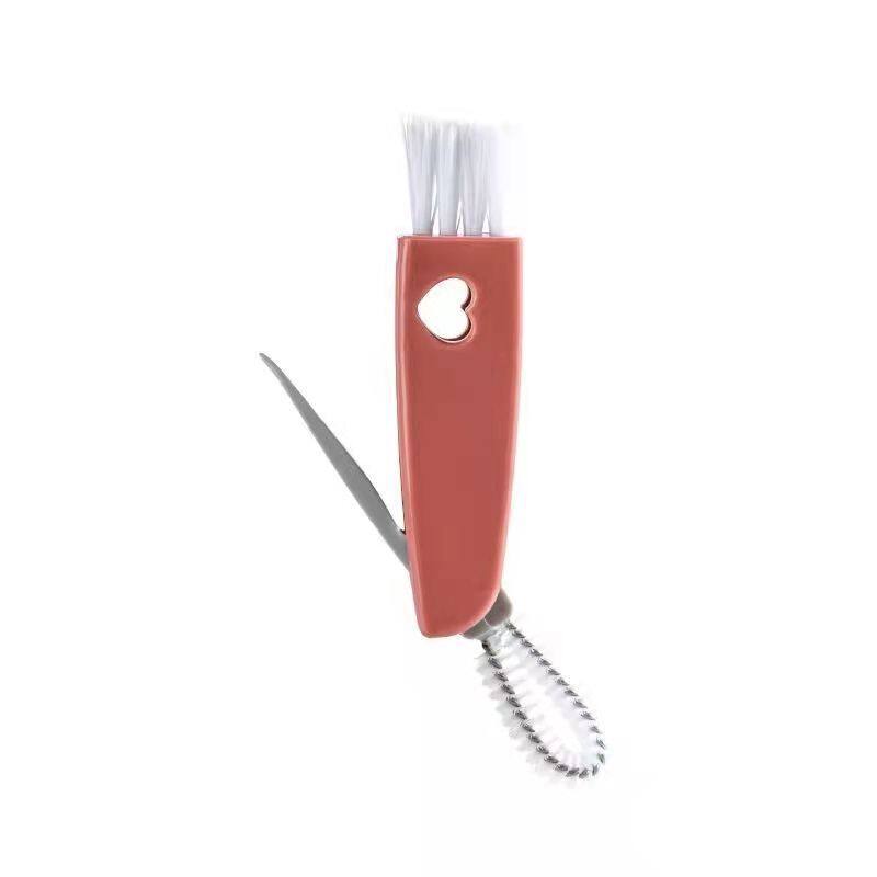 3 in 1 Multifunctional Cleaning Brush Bottle Mouth Cap Detail Cup Brush Corner Door and Window Groove Cleaning Brush Dust Removal Brush