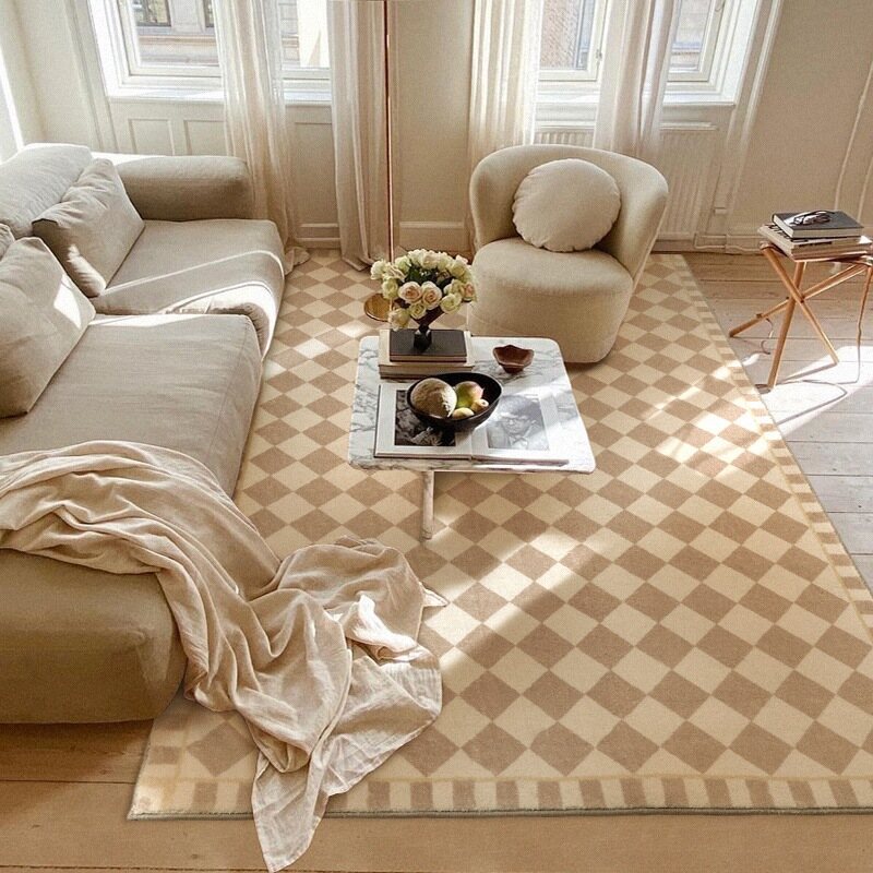 100x160cm Living Room Floor Carpet (100x160cm) French style Simple Carpet Chair Mat Geometry Mat Living Room Floor Carpet Tea Table Sofa Thicken Bedside Blanket Mat Full Of Non Slip Mat Soft Carpet Rug Household Floor Mat Tatami Carpet