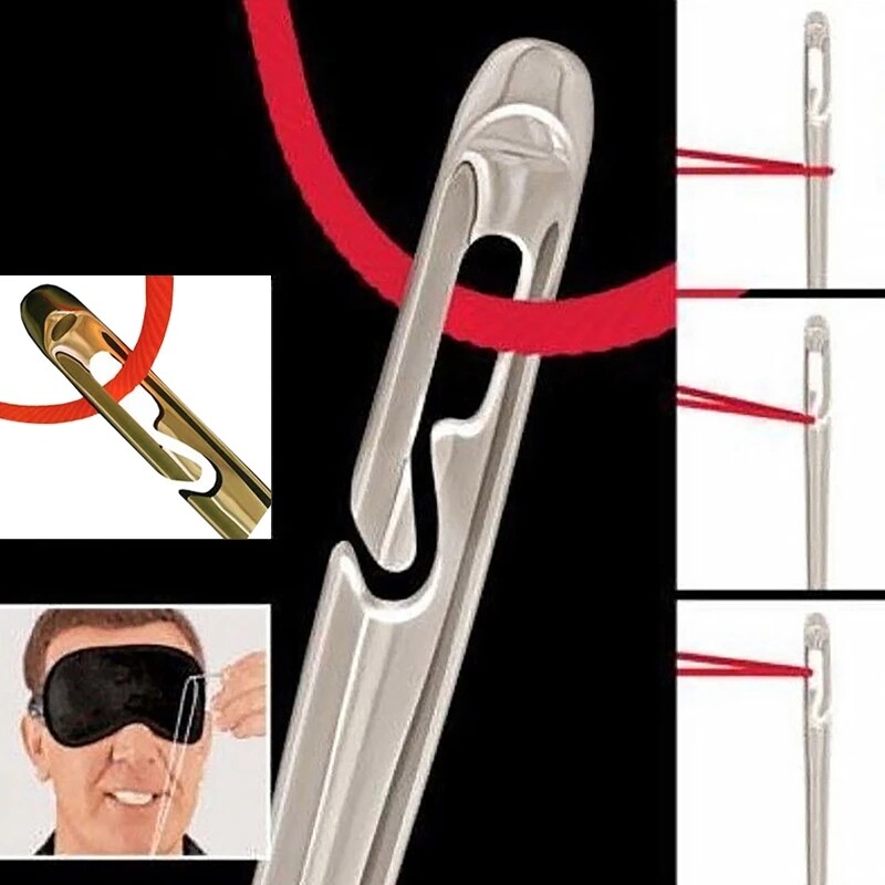 12 Cái Kim Mù Kim Khâu Gia Dụng Bằng Thép Không Gỉ Cho Người Cao Tuổi Lỗ Bên Kim Khâu Không Cần May