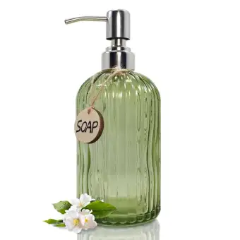 18 Oz Glass Soap Lotion Dispenser With Rust Proof Stainless