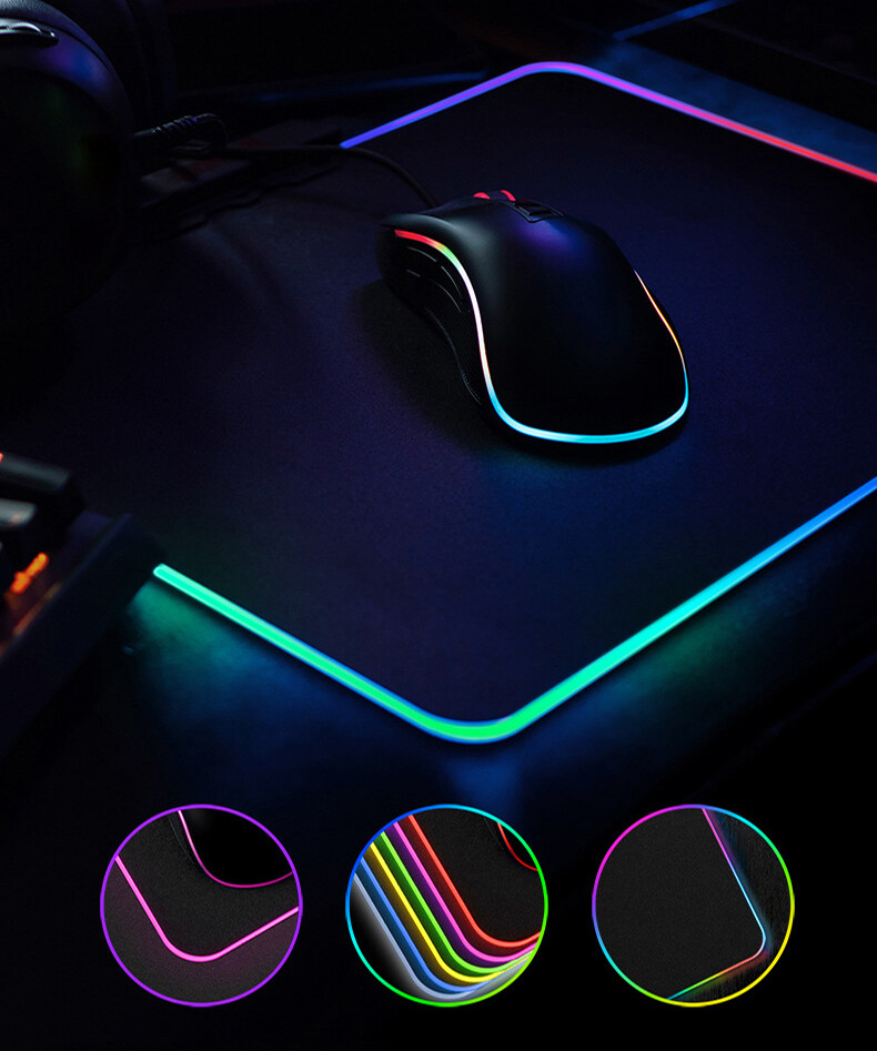 (Ready Stock)RGB LED Lighting Gaming Mouse Pad 4MM Thick Waterproof