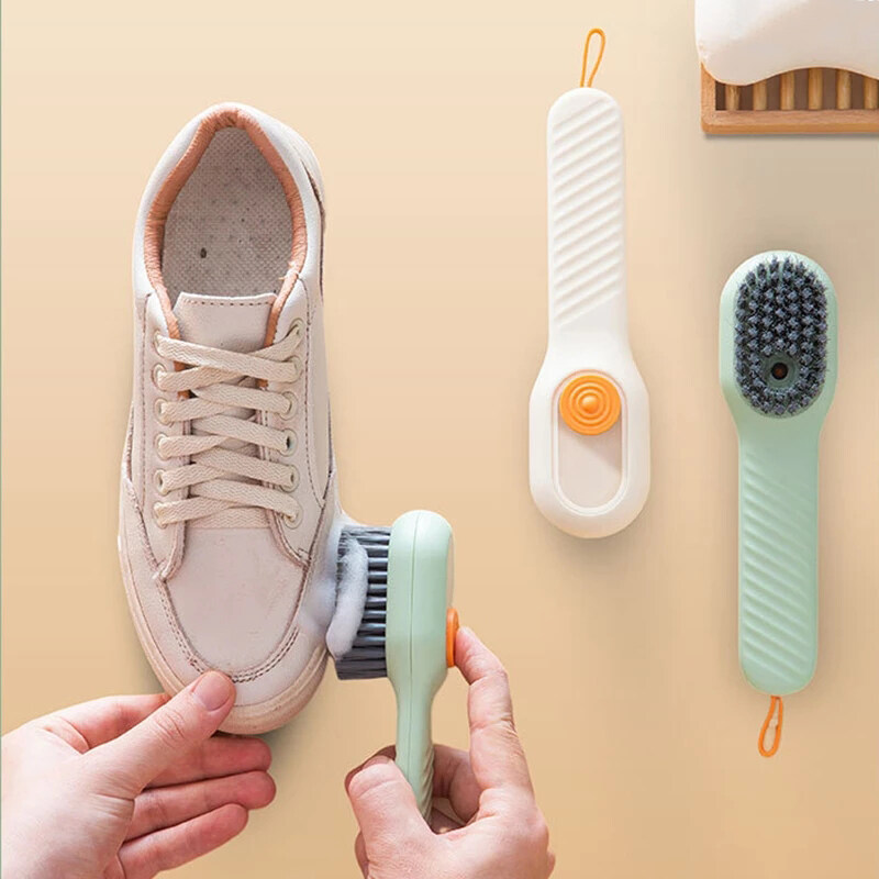 Long Handle Controllable Liquid Shoe Brush Automatic Drainage Deep Cleaning Soft Hair Washing Brush Household Cleaning Tool