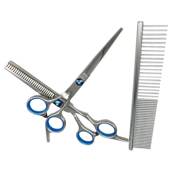 3 Pack Dog Grooming Scissors Kit with Safety Round Tip Thinning Cutting Shears with Pet Grooming Comb