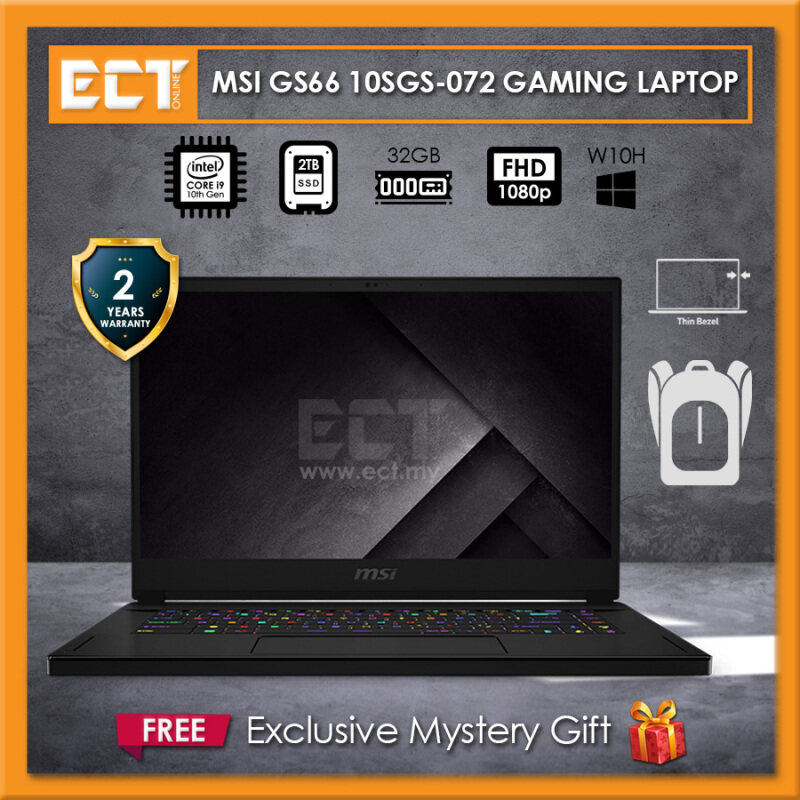 MSI Stealth GS66 10SGS-072 Gaming Laptop (i9-10980HK 5.30GHz,2TB SSD,32GB,RTX 2080 Super 8GB,15.6 FHD,W10) Malaysia