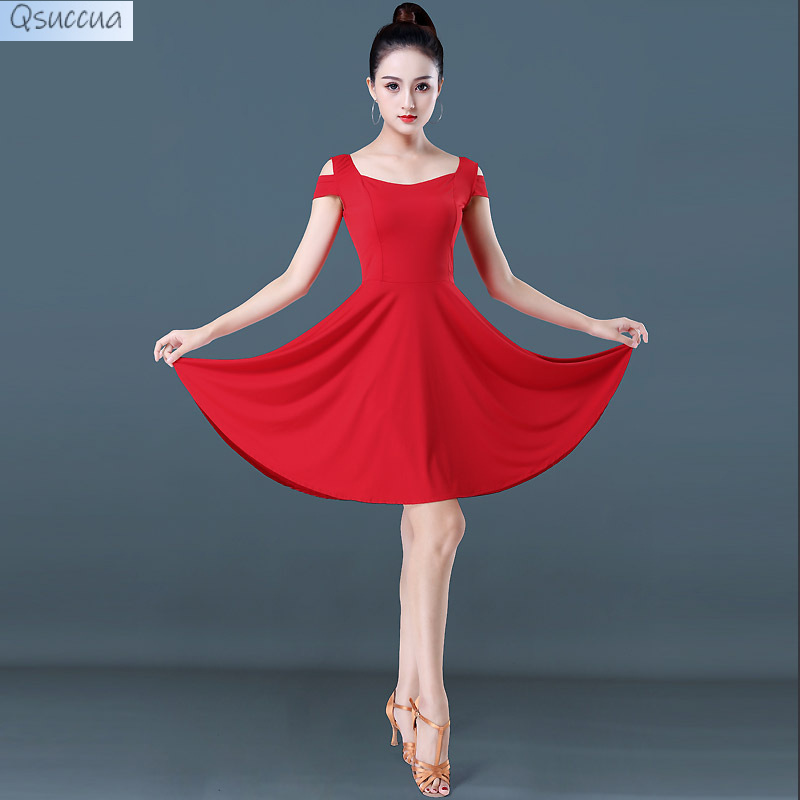 Latin dance Costume Female Adult Summer New Dance Dress Short Sleeve Dress Dance Performance Practice Dress cha-cha-cha Dance Dress
