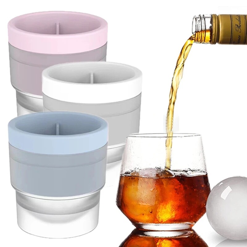 Đá viên Whisky lớn làm khuôn, sản xuất đá hình cầu Silicone, hình cầu Khuôn đá viên hình tròn Silicone
