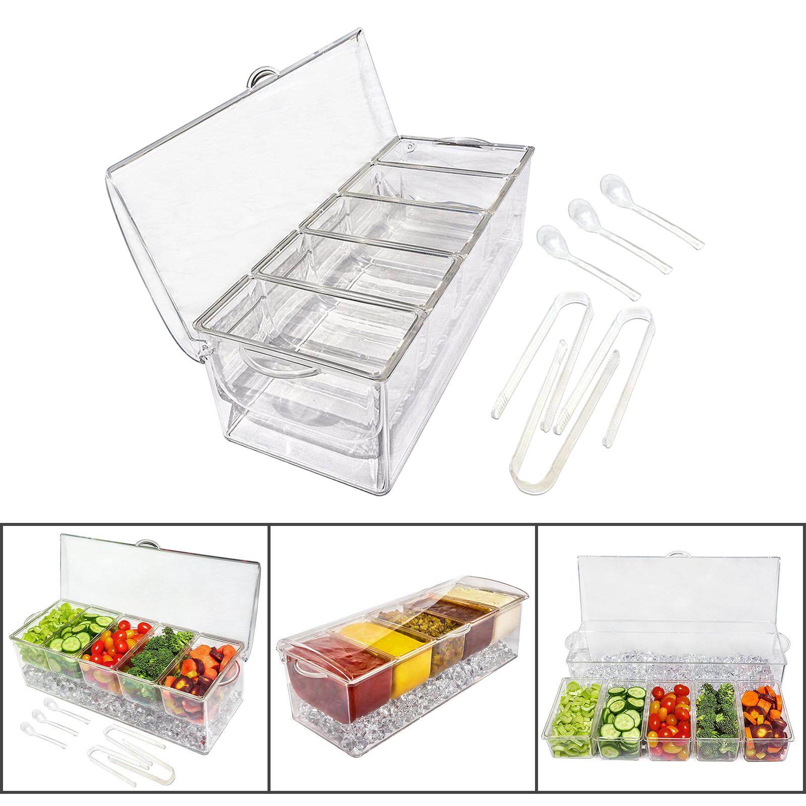 Wander Cloudly Chilled Serving Tray Acrylic Appetizer Serving Tray Serving Platter Dish Container Kitchen Clear Chilled Condiment Server for Shrimp Fruits