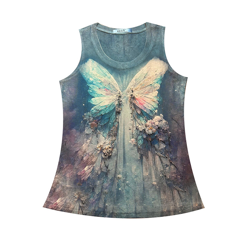REHIN Women's T-shirt Sleeveless Knit Vest with Breathable Skin-Friendly Fabric and Unique Print Pattern Tops for Summer Fashion Tanks