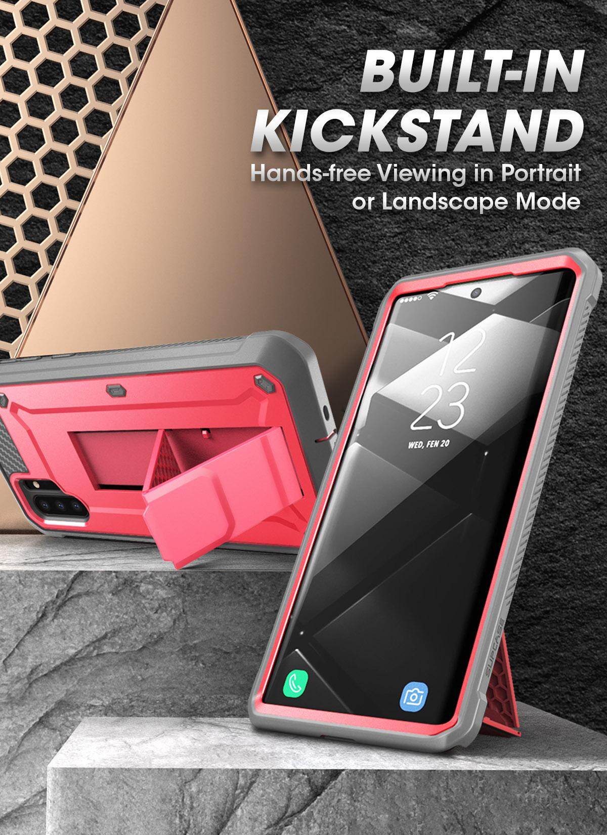 Cho Samsung Galaxy lưu ý 10 trường hợp SUPCASE ubpro toàn thân gồ ghề chống sốc Trường hợp với bao da & chân đế mà không cần miếng bảo vệ màn hình