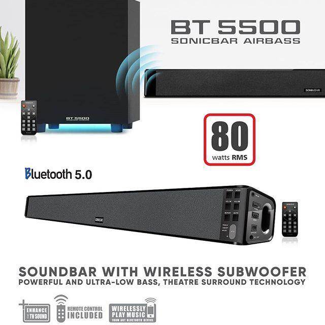 Sonicgear Bt5500 Bluetooth 5 0 Soundbar With Wireless Subwoofe Sonicgear Soundbar Audio