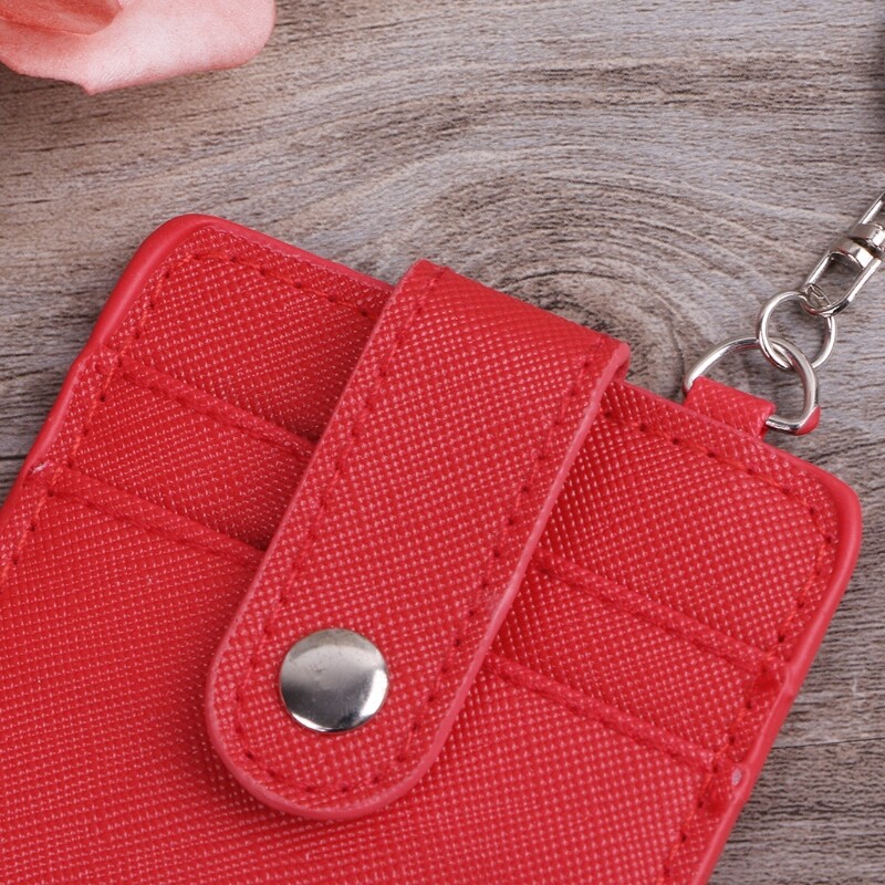 Portable ID Card Holder Bus Cards Cover Case Office Work Keychain Keyring Tool