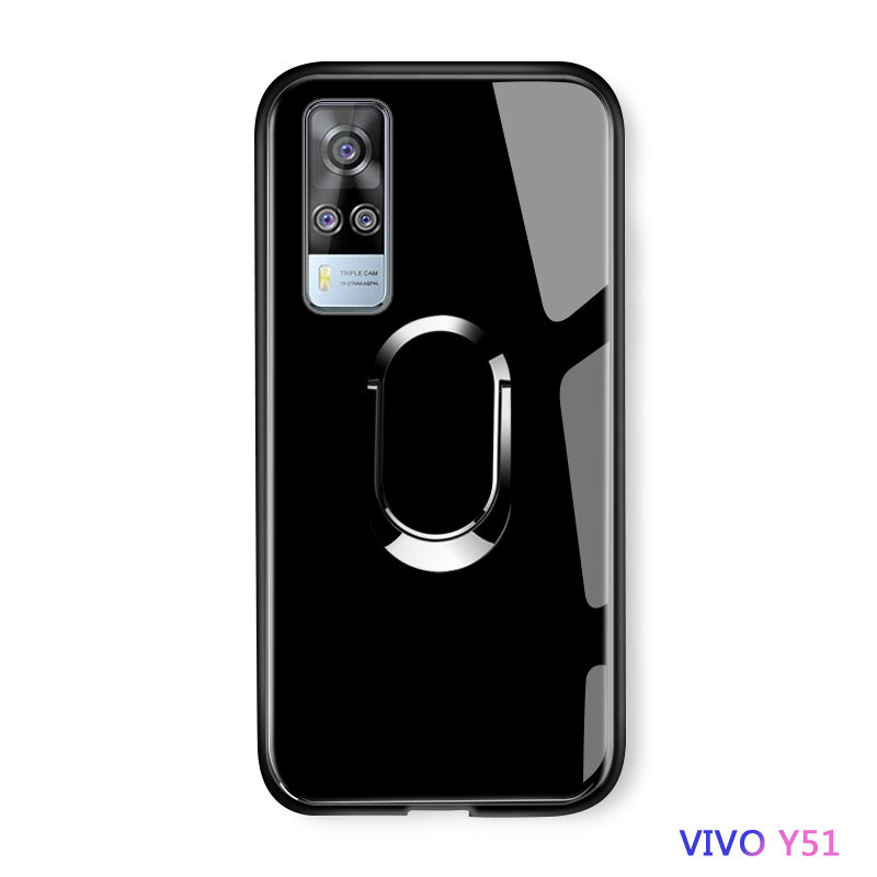 Ucuc Phone case For VIVO Y31 2021 casing vivoy31 Solid 360 Roble Magnetic Ring Holder Stand Case Tempered Glass Casing Protective Phone Back Shockproof Cover